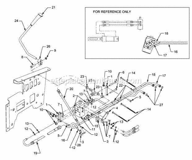 Hydraulic Valve And Lines Diagram and Parts List for GT3204 14A-671-710 Cub Cadet Lawn Tractor